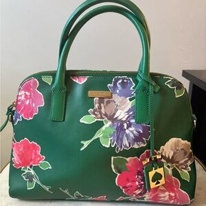 Kate Spade Green Floral Satchel